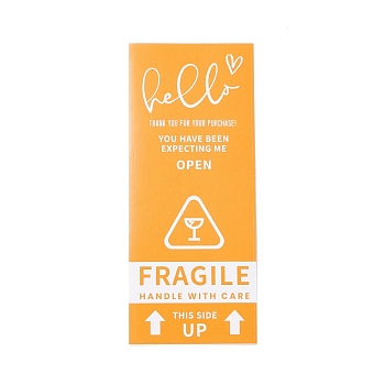 Thank You Sticker, Paper Self Adhesive Stickers, Rectangle with Word THANK YOU FOR YOUR PURCHASE YOU HAVE BEEN EXPECTING ME OPEN ME, Orange, 15.4x6.4x0.01cm, 50 sheets/bag