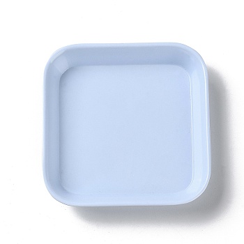 Square Plastic Jewelry Plates, Storage Tray for Rings, Necklaces, Earrin, Light Sky Blue, 10.1x10.1x1.6cm