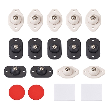 Spritewelry 2 Sets 2 Colors Plastic & 304 Stainless Steel Universal Wheels 360° Rotation Pulley Ball, with 40Pcs EVA Self-adhesive Fabric, Mixed Color, 29x44.5x13mm