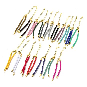Nylon Cords Bracelet Makings Fit for Connector Charms, with Brass Findings and 304 Stainless Steel Lobster Claw Clasps, Long-Lasting Plated, Mixed Color, 6-1/2~6-3/4 inch(16.5~17cm), Hole: 1.8mm
