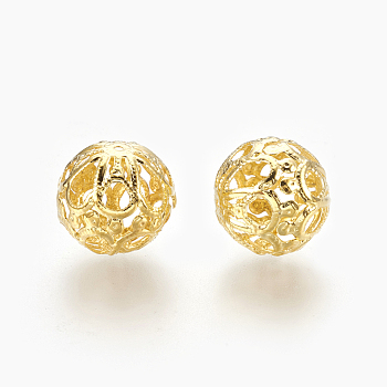 Iron Filigree Beads, Filigree Ball, Round, Golden, 17.5x16.5mm, Hole: 1mm