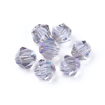 K9 Glass Beads, Faceted, Bicone, Ghost Light, 5x5mm, Hole: 1mm