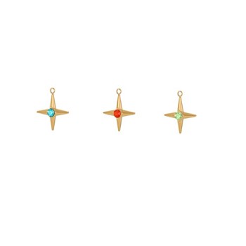 304 Stainless Steel Micro Pave Cubic Zirconia Pendants, Star Charms, Ion Plating(IP), Real 18K Gold Plated, Mixed Color, 17x15mm, Hole:1mm
