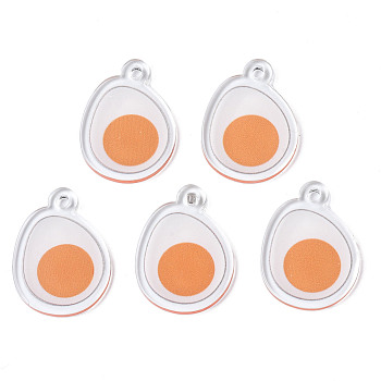 Translucent Acrylic Pendants, Double-Faced Printed, Pan Fried Egg, Sandy Brown, 39.5x22x2mm, Hole: 2mm