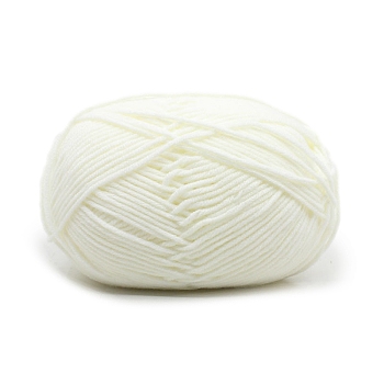 4-Ply Milk Cotton Yarn, for Weaving, Knitting & Crochet, Snow, 2~3mm