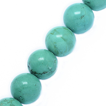 Natural Howlite Beads Strands, Round, Dyed & Heated, Light Sea Green, 12mm, Hole: 0.8mm, about 32pcs/strand, 15.5 inch(39.5cm)