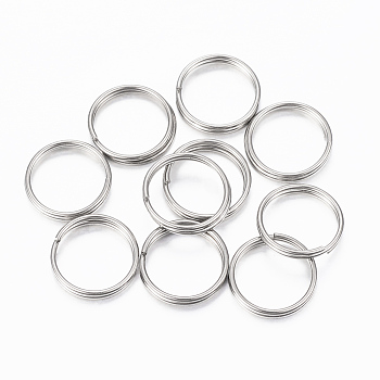 304 Stainless Steel Split Rings, Double Loops Jump Rings, Stainless Steel Color, 10x1.2mm, about 9mm inner diameter, Single Wire: 0.75mm