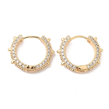 Brass Micro Pave Cubic Zirconia  Hoop Earrings, Ring, Golden, 18.5x4mm