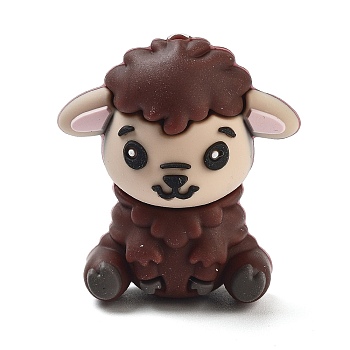 Silicone Beads, Sheep, Coconut Brown, 29x26x17mm, Hole: 2mm