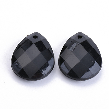 Opaque Acrylic Pendants, teardrop, Black, 18x13x6mm, Hole: 1.5mm, about 660pcs/500g