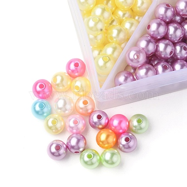 9 Style Spray Painted ABS Plastic Imitation Pearl Beads(OACR-YW0001-42)-3