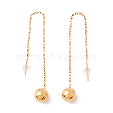 Long Chain with Round Ball Dangle Stud Earrings(EJEW-A067-13G)-2