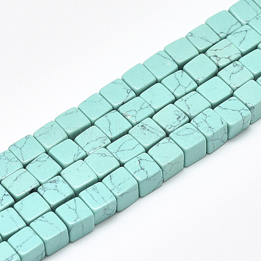 6mm Cube Synthetic Turquoise Beads