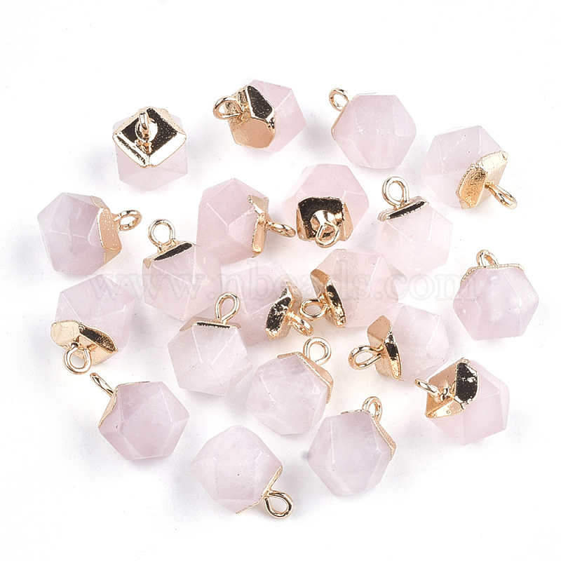 Electroplate Natural Rose Quartz Charms, with Iron Findings, Faceted ...
