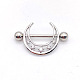 304 Stainless Steel Clear Cubic Zirconia Moon Nipple Rings(WG994A5-15)-1