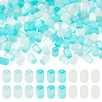 Cat Eye Beads, Column, Cyan, 6x4mm, Hole: 1.2mm(GLAA-TAC0016-30B)