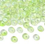 10G Electroplate Transparent Colours Rainbow Glass Seed Beads, Donut, Green Yellow, 6.5x3mm, Hole: 1.2mm, about 10g(SEED-YW0003-04A)