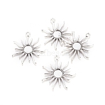 Tibetan Alloy Flower Pendant Cabochon Bezel Settings, Lead Free & Cadmium Free, Antique Silver, 50x47x3mm, Hole: 4mm, Flat Round Tray: 12mm(X-PALLOY-A13079-AS-RS)