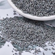 MIYUKI Delica Beads Small, Cylinder, Japanese Seed Beads, 15/0, (DBS0168) Opaque Gray AB, 1.1x1.3mm, Hole: 0.7mm, about 35000pcs/bag, 100g/bag(SEED-J020-DBS0168)