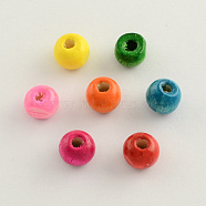 Dyed Natural Wood Beads, Round, Lead Free, Mixed Color, 14x13mm, Hole: 4mm, about 1200pcs/1000g(WOOD-Q006-14mm-M-LF)