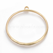 Alloy Big Pendants, Matte Style, Ring, Cadmium Free & Nickel Free & Lead Free, Real 14K Gold Plated, 74x68x4.5mm, Hole: 4.5mm(PALLOY-Q357-66MG-NR)