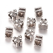 Tibetan Style Alloy European Large Hole Beads Rhinestone Settings, Frog, Antique Silver, 9.5x10.5x7.5mm, Hole: 5.5mm; Fit For 1.4mm Rhinestone(TIBEB-L004-050AS)