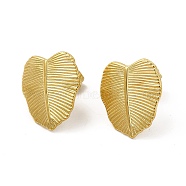 Ion Plating(IP) 304 Stainless Steel Stud Earrings for Women, Leaf, Real 18K Gold Plated, 16x14mm, Pin: 0.8mm(EJEW-I281-37G)