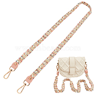 Cloth Braided Bag Straps, with Imitation Pearl & Alloy Swivel Clasps, Light Gold, 123.5x2.5x0.1cm(DIY-WH0304-696)