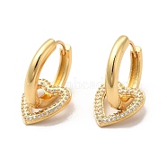 Heart Rack Plating Brass Micro Pave Cubic Zirconia Hoop Earring, Long-Lasting Plated Dangle Earring for Women, Cadmium Free & Lead Free, Real 18K Gold Plated, 28mm, Pin: 1mm(EJEW-C057-05G)