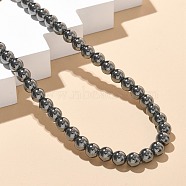 6mm Round Synthetic Non-Magnetic Hematite Beaded Necklaces, with Alloy Magnetic Clasps, Gray, 20.35 inch(51.7cm)(NJEW-R020-10)