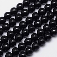 Natural Black Tourmaline Round Bead Strands, Grade AA, 8mm, Hole: 1mm, about 49pcs/strand, 15.5 inch(G-I160-01-8mm)