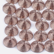 Polyester Thread Fabric Cabochons, Covered with ABS Plastic, Half Round/Dome, Dark Salmon, 12x6mm(X-WOVE-T008-02A-04)