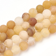 Natural Topaz Jade Beads Strands, Frosted, Round, 12mm, Hole: 1.5mm, about 31~33pcs/strand, 14.9~15.1 inch(38~38.5cm)(G-T106-248)
