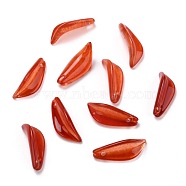 Transparent Glass Pendants, Petaline, Orange Red, 21.5x8x5mm, Hole: 1mm(GLAA-B004-01I)