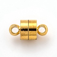 Brass Magnetic Clasps with Loops, Column, Golden, 12x6mm, Hole: 2mm(KK-O134-14G)