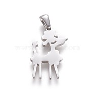 304 Stainless Steel Puppy Pendants, Poodle Dog, Stainless Steel Color, 25x17x2mm, Hole: 2.5x5.5mm(STAS-F219-06P)
