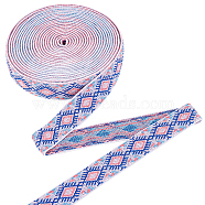 Polyester Elastic Rubber Cord/Band, Webbing Garment Sewing Accessories, Flat Rhombus Pattern , Colorful, 25mm, 6yard, about 5.48m(OCOR-BC0001-78)