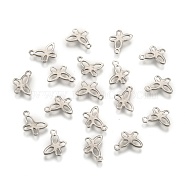 304 Stainless Steel Insect Charm Butterfly Pendants, Stainless Steel Color, 11x9x1mm, Hole: 1mm(STAS-J014-19)