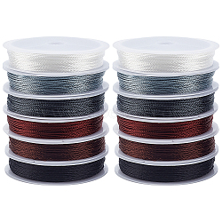 12 Rolls 6 Colros Polyester Round Thread, for Craft Tassel Making, Mixed Color, 0.5mm, 2 rolls/color(OCOR-PH0005-25B)
