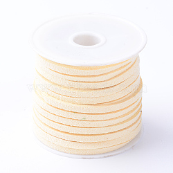 Faux Suede Cord, Faux Suede Lace, Lemon Chiffon, 4x1.5mm, about 5.46 yards(5m)/roll, 25rolls/bag(LW-R003-4mm-1124)