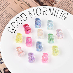 UV Plating Transparent Acrylic European Beads, Large Hole Iridescent Beads, Mixed Color, Letter B, 20.5x15x13.5mm, Hole: 6mm(OACR-M027-02B)