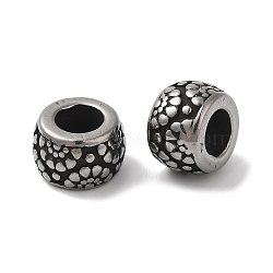 304 Stainless Steel European Beads, Large Hole Beads, Column, Antique Silver, 10x6mm, Hole: 5mm(STAS-S129-11P)