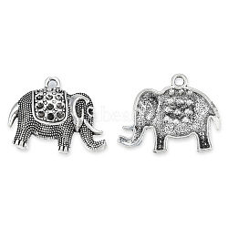 Tibetan Style Alloy Pendant Rhinestone Settings, Cadmium Free & Lead Free, Elephant, Antique Silver, Fit For 2mm Rhinestone, 24.5x30x4.5mm, Hole: 2.5mm, about 260pcs/1000g(TIBE-N011-064)