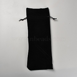 Velvet Wine Bottle Packing Pouches, Drawstring Bags, Rectangle, Black, 37.5x15.2x0.7cm(ABAG-WH20003-01A)