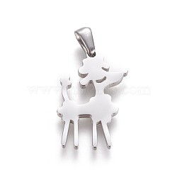 304 Stainless Steel Puppy Pendants, Poodle Dog, Stainless Steel Color, 25x17x2mm, Hole: 2.5x5.5mm(STAS-F219-06P)