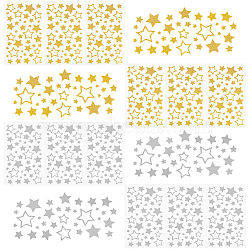 12 Sheets 2 Colors PVC Waterproof Self Adhesive Glitter Star Decorative Stickers, for Christmas Party Decoration, Mixed Color, 238x140x0.5mm, Star: 8~39x8.5~41.5mm, 6 sheets/color(DIY-FG0005-22)