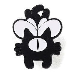 Black Aolly Brooches, Enamel Pins, Cat Shape, 31x24x1.5mm(JEWB-U005-04B)