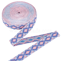 Polyester Elastic Rubber Cord/Band, Webbing Garment Sewing Accessories, Flat Rhombus Pattern , Colorful, 25mm, 6yard, about 5.48m(OCOR-BC0001-78)