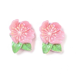 Opaque Resin Decoden Cabochons, Flower, Pearl Pink, 13.5x10.5x4.5mm(CRES-O002-03C)