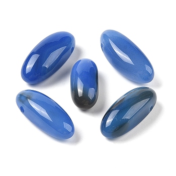 Natural Agate(Dyed & Heated) Beads, Oval, Top Drilled, Cornflower Blue, 24.5~42x10.5~14.5x8.5~13.5mm, Hole: 2mm